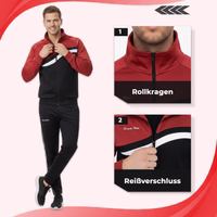 Red men's training jacket with turtleneck and front zipper