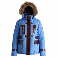 Women's jacket jacket with sewn-on leather strips winter jacket Experience comfort and style with the Ladies Polyester Jacket, featuring lambskin leather stripes. Designed by German Wear, this jacket offers extra shoulder padding and practical pockets. Free next business day delivery.