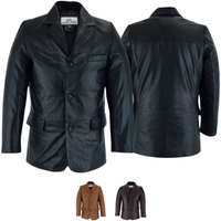 The Black premium Men's blazer Leather Blazer. Trend501J Very soft material, made from the finest lamb nappa leather, this custom-made jacket offers high comfort and style. Available in dark brown, black, and caramel. Great design