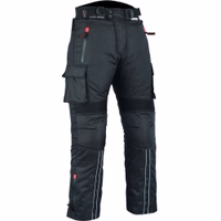 BULLDT Motorrad-Textilanzug für Herren Seitenansicht der BULLDT Herren Motorrad Textil Schwarz Hose mit robustem Cordura, atmungsaktiven Mesh Einsätzen, CE Protektoren, verstellbarer Taille und sicheren Taschen jetzt kaufen