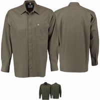 Front and rear view of Men's Traditional Trachten Hunting Shirt Breathable Long Sleeve Lederhose Shirt in Tract Green Comfortable Classic Design Ideal for Outdoor Wear Buy Quality Hunting Shirt Online