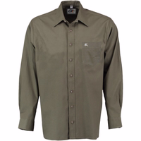 Front view of Men's Trachten Shirt in Tract Green Breathable Premium Long Sleeve Traditional Shirt with Adjustable Sleeves Lightweight Design and Breast Pockets Stylish Classic Hunting Shirt Buy Online Now