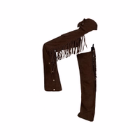 Die Herren Western Leder Chaps in dunkelbraun aus hochwertigem Rindsleder mit Fransen, Seitenschlitz und verstellbarem Rückenzug für komfortables Reiten oder Clubkostüme, jetzt kaufen.