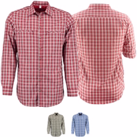 Vorder- und Rückansicht Rotes Traditionelles Jagdhemd Langarm Ganzjahres Outdoor Freizeithemd mit Haifischkragen und geknöpften Ärmeln Bequemer Polyesterstoff mit Taschen Deutscher Stil Jagdhemd online kaufen