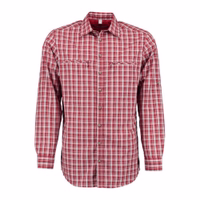 Vorderansicht Herren Klassisches Rotes Traditionelles Jagdhemd Langarm Outdoor Freizeithemd mit Haifischkragen und geknöpften Manschetten Aus bequemem Polyesterstoff Traditionelles Jagdhemd online kaufen