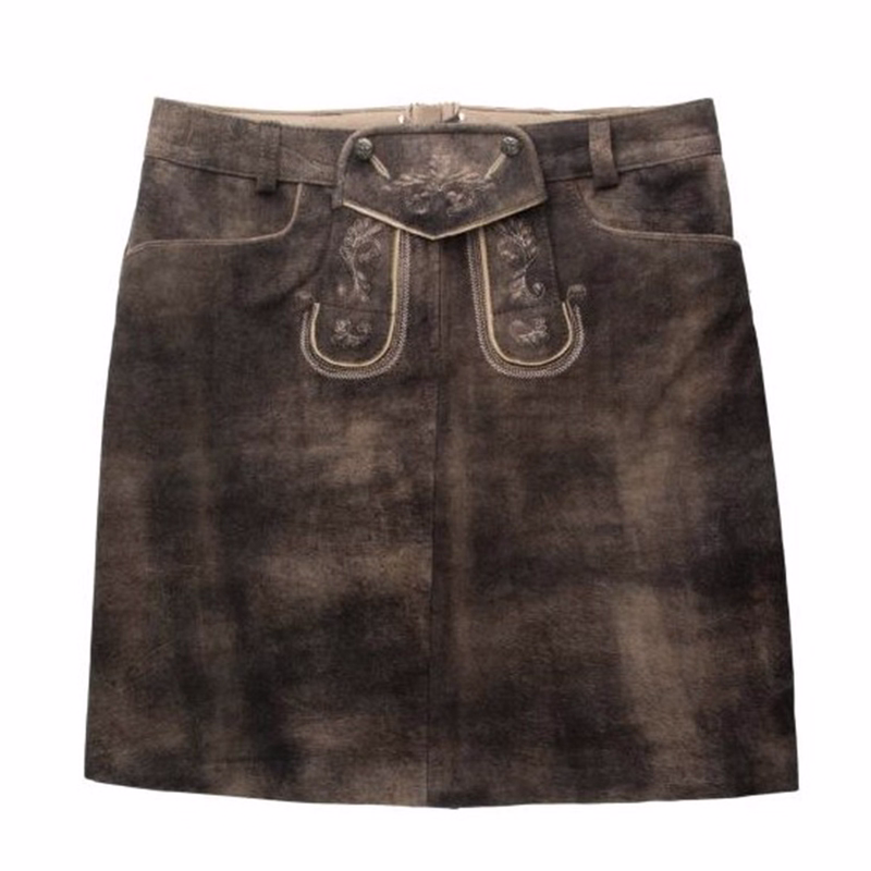 Butterfly Trachten Mini Leather Skirt Traditional Skirt Wild Buckskin Sämina ZV A Wild/Keder