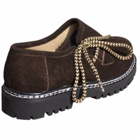 Back View of Bavarian Traditional dark brown Leather Shoes for Children – Crafted from Premium Leather, Stylish Design, Ideal for Carnival Wear, with a Durable Rubber Sole for Enhanced Comfort and Long-lasting Style.