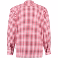 Back View of Checkered Trachten Shirt for Men Soft Cotton Red Traditional Lederhosen Shirt with Deer Embroidery Classic Collar Comfortable Orbis German Shirt Buy Traditional Shirt Online Shop Orbis Get