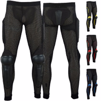 Front- und Rückansicht der schwarzen Motorrad-Schutzhose, entworfen für Motocross- und BMX-Fahrer, mit Knie-, Hüft- und Oberschenkelschützern, atmungsaktivem Mesh und elastischem Bund – jetzt online sichern!