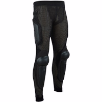 Seitenansicht der schwarzen Motorrad-Schutzhose aus Polyester-Elasthan-Mix, mit schlanker Schutzausstattung, gepunktetem Mesh-Muster und sicherem Sitz – ideal für Sportfahrer. Jetzt online kaufen!
