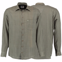 Showcasing the Men's Hunting Shirt in a rich dark green hue, this image displays both the front and rear views. The shirt combines a traditional fit with contemporary design elements. It features long sleeves and is designed as a Performance Hunting Shirt.