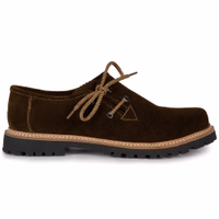 Here’s the German translation:  **Traditionelle bayerische Haferlschuhe für Herren, handgefertigt aus 100 % Veloursleder. Mit weichem Innenlederfutter und kurzem Schaft bieten diese Schuhe sowohl sicheren Halt als auch außergewöhnlichen Komfort.**