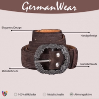 Innenansicht des traditionellen Herrengürtels in Dunkelbraun mit glatter Premium-Lederoberfläche, hochwertiger Naht und deutscher Handwerkskunst. Gefertigt für langlebiges Tragen mit elegantem, klassischem Design.