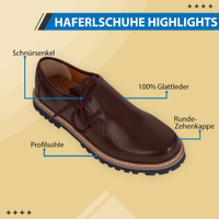 Dunkelbraune Haferl-Lederschuhe aus 100% glattem Leder. Mit Blockabsatz, Schnürverschluss, Gummisohle und runder Spitze für einen klassischen Look gestaltet.