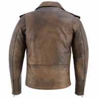 Herren Brando Motorrad-Lederjacke BULLDT Brando Herren Vintage Chopper Lederjacke – Rückansicht. 100% Kalbsleder Motorradjacke mit abnehmbarem Innenfutter und Reißverschluss an den Ärmeln. Top bewertete Bikerjacke. Schneller Versand. Jetzt kaufen.