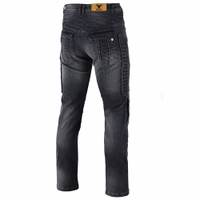 Rückansicht der BULLDT Herren Motorradjeans Schwarz mit verstärktem Sitz, Schutzpolstern und praktischen Gesäßtaschen die Alltagstauglichkeit mit Schutz und Stil verbinden jetzt bestellen