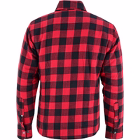 Herren Winterjacke Gefüttert Flanellhemd Rote Frontansicht des BULLDT Herrenhemds aus Baumwolle mit Fleecefutter im Holzfällerstil. Robustes Herrenhemd aus Flanell mit Reißverschluss und Druckknöpfen, atmungsaktivem Design und warmer Outdoor-Kleidung.