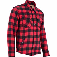 Herren Winterjacke Gefüttert Flanellhemd Rote Details am BULLDT Herren-Holzfällerhemd. Strapazierfähiger Baumwollflanell mit Fleecefutter, sechs Taschen, Reißverschluss und Druckknöpfen, atmungsaktives, feuchtigkeitsabsorbierendes Material.