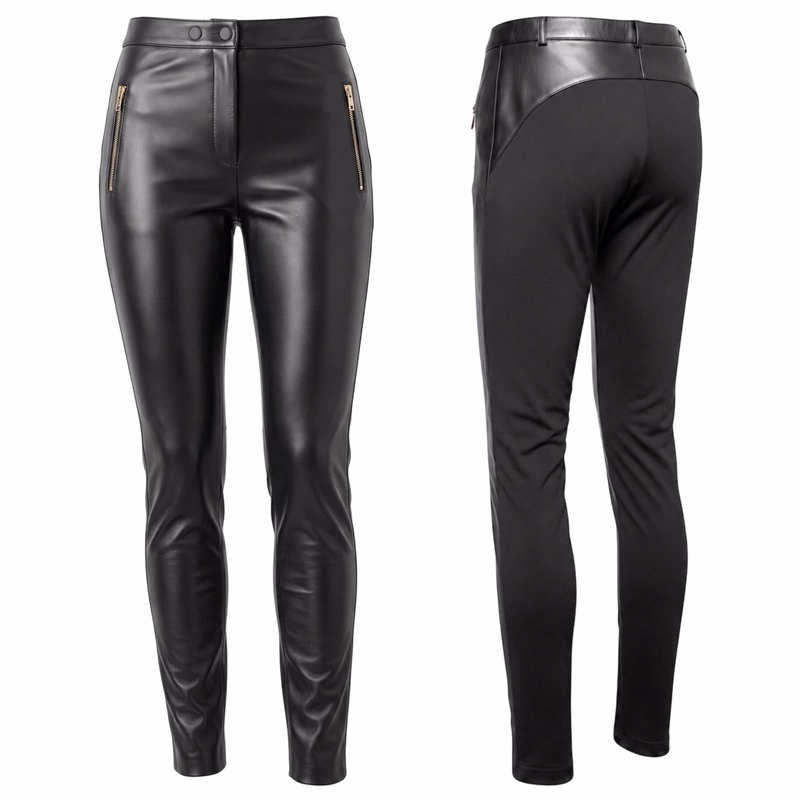 Damen Lederleggings Damen Echtlederhose im Doppelpack – Lamm-Nappaleder, schwarze Lederleggings mit Elasthan für Komfort und Flexibilität, stilvolle und langlebige Lederhosen für Damen
