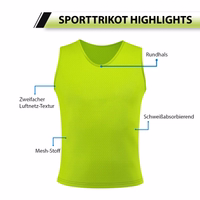 Die OMKA Trainingssport gelben Leibchen bestehen aus atmungsaktivem Mikropolyester, elastischer stabiler Passform und optimaler Belüftung für Kinder und Erwachsene beim Fußball, Handball und Basketball. Online kaufen.