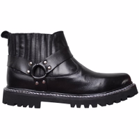 Herren Schwarze Motorrad-Lederschuhe – Seitenansicht, weiches Rindsleder – Hochwertiges Echtleder für Komfort und Langlebigkeit – glatte und stylische Biker-Schuhe – jetzt für erstklassiges Fahrerlebnis kaufen!