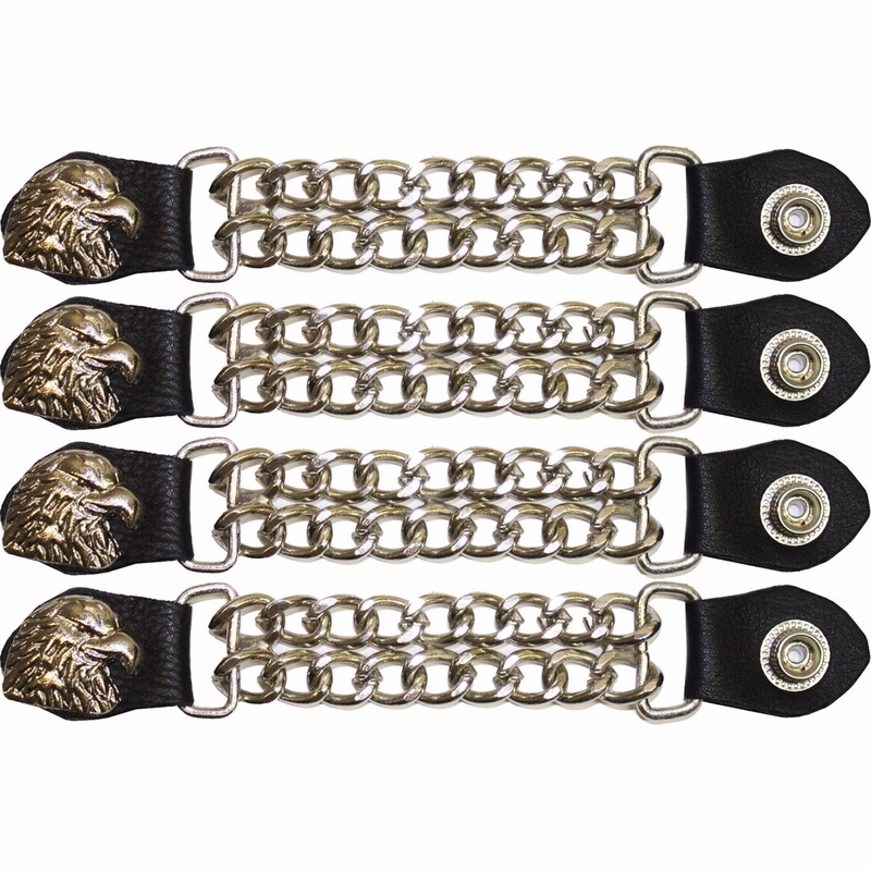 Motorrad Weste Verlängerung Westenverschluss Westenkette Biker Kette EXTENDER mit Metallketten 4er Set