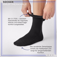3er-Pack ISOSocken, extra warme Winter-Thermosocken in Schwarz für Herren Damen Thermosocke flach liegend, Zehen- und Fersenbereich sichtbar, Text auf Socke sichtbar