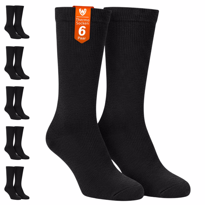 6er-Pack ISOSocken, extra warme Winter-Thermosocken in Grau für Herren Damen 6 Paar Thermosocken in einer Verpackung, Text 'Thermosocken 6 Paar' sichtbar