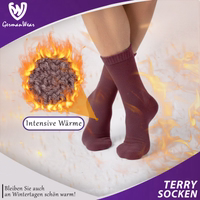 Packaging of terry socks with the German text “Intensive Warmth” visible