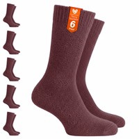 6er-Pack Frottee-Baumwollsocken in Braun– ideal für bestimmte Aktivitäten oder kälteres Wetter. 6 Paar Frottee-Kuschelsocken in einer Packung, Text „Frotteesocken 6 Paar“ sichtbar