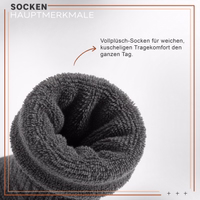 Thermo-Wintersocken im 3er-Pack, atmungsaktiv, bequem, strapazierfähig, grau Nahaufnahme einer Thermosocke, Socke flach liegend, strukturierte Oberfläche sichtbar