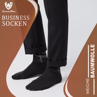 Sock with an elastic cuff and reinforced heel, with German text describing the features