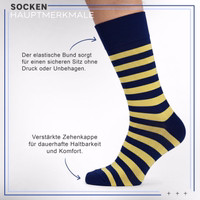 12er-Set Happy Socks – bunte Baumwollsocken für das ganze Jahr Socken mit deutschem text, elastisches bündchen und verstärkte zehenkappe deutlich erkennbar