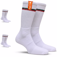 Verpackung mit 3 paar sport crew socken aus baumwolle, gepolstertes design für sportlichen einsatz