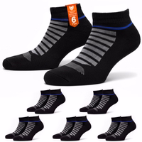 Verpackung mit 6 paar unisex sport-knöchelsocken aus baumwolle, knöchellanges design mit sportlichem look
