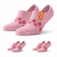 3 pairs of ankle socks in one package, decorative symbols visible on the socks
