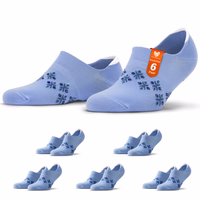 6 pairs of ankle socks in one package, decorative symbols visible on the socks