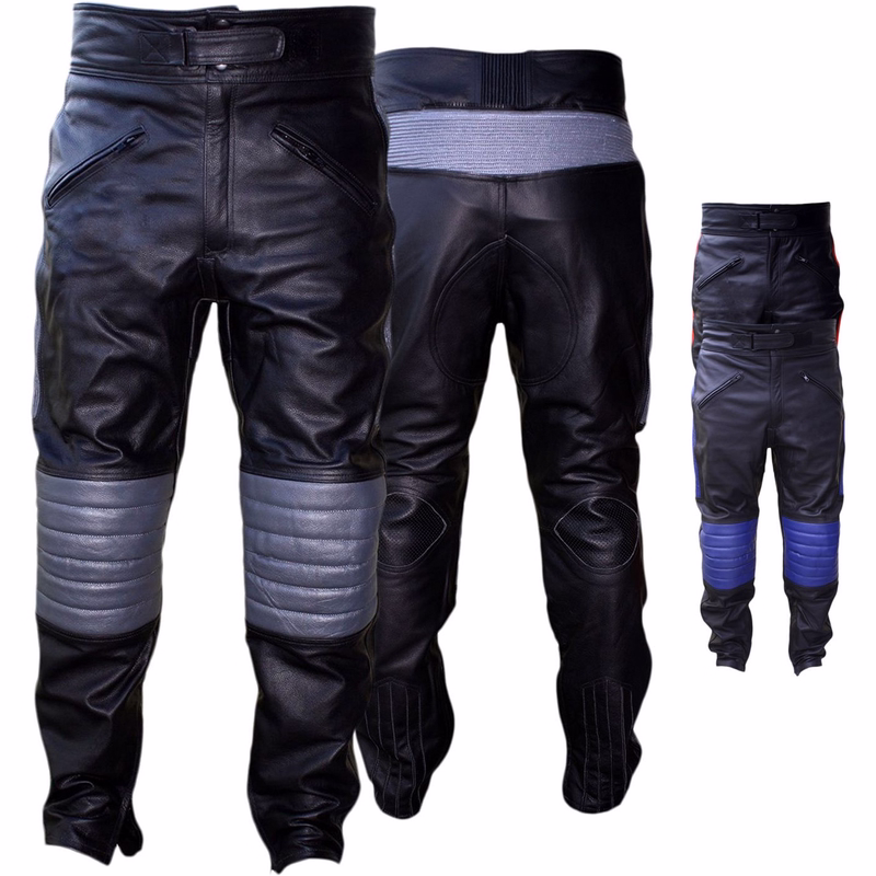 Motorradhose Motorrad Biker Lederhose Rindsleder leder hose Schwarz