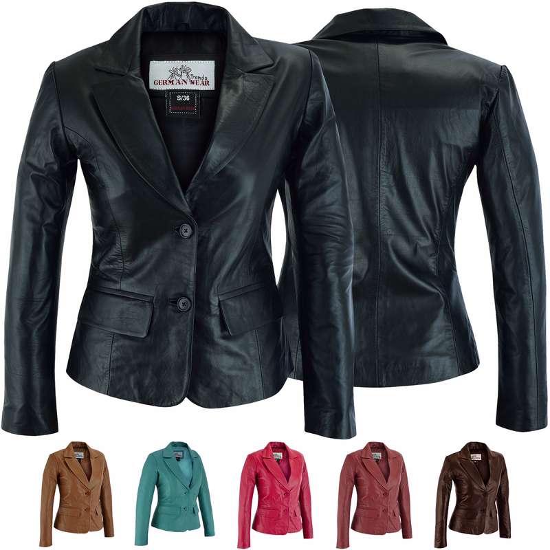 Ladies blazer genuine leather jacket lamb nappa Ladies Lamb Nappa Red Leather Blazer. Made from finest lamb nappa leather, offers unmatched comfort &style. Available in caramel, pink & Brown, the jacket features a front button closure and practical pockets for everyday wear. Free next-day delivery