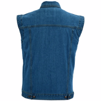 Experience ultimate biker style in medium blue premium Denim Motorbike Waistcoat. BLD698 172108698 100% cotton denim for comfort. Button & zip closure, ample pockets, classic Kent collar. Crafted by German Wear. in Stock FREe next business day delivery