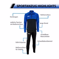 The OMKA Men’s Sport Blue Tracksuit crafted from double layered micro polyester with polo neck and adjustable waist ensures endurance, comfort and style for athletes, buy OMKA set online today