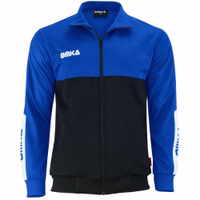 Front view of OMKA Men’s Sport Blue Jacket featuring polo neck and sweat absorbing fleece lining, lightweight breathable construction for training or leisure style, shop OMKA tracksuit online today