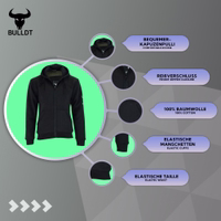 Dieser schwarze Motorrad-Hoodie vereint Streetwear-Style mit CE-geprüfter Schutzkleidung. Mit Aramidfaser-Futter, Frontreißverschluss sowie vollständigem Schutz an Armen, Schultern, Brust und Rücken.