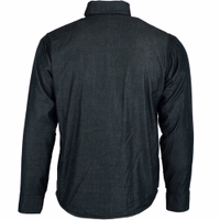 Rückansicht des schwarzen Herren-Motorradshirts. Das Shirt ist ausgestattet mit Schutz für Schultern, Ellenbogen und Armprotektoren sowie verstellbarem Bund und Manschetten für eine maßgeschneiderte Passform.