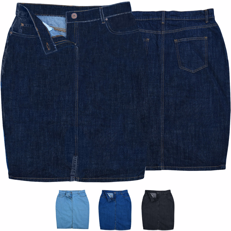 Denim Trendiger Midi Rock Jeansrock Denimrock Business Rock Baumwolle