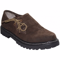 The Front View of Bavarian Traditional Haferl Leather Shoes - Handmade Side-Laced Goat Leather Shoes with Rubber Sole - 100% Premium Leather for Comfort and Style