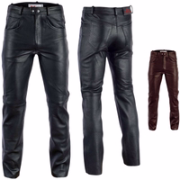 Front- und Rückansicht der schwarzen, maßgefertigten Herren-Lederhose GW870. Aus echtem Büffelleder gefertigt, bietet sie unvergleichlichen Komfort und Stil. Perfekt für maßgeschneiderte Motorradkleidung.