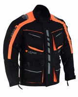 Men's classic motorcycle jacket in neon orange color side view, BLD325J, crafted from premium polyester fabric with a polyester inner lining, Free Delivery,