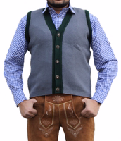 Herren traditionelle Weste Klassisch Hoher Tragekomfort Stilvolle Jankerweste Grau/Grüne Wollweste mit Knöpfen Perfekt für Oktoberfest Bequeme Passform Pullover Jetzt traditionelle Weste kaufen