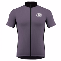 Front view of Cycling jersey with a contrasting gray and black color scheme. Features include a logo on the chest indicating 'German Wear' and a front zipper for ventilation and easy wearing.